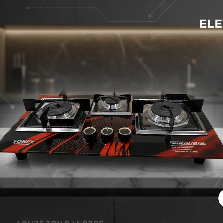 Kitchen Gas Stove Hob | 3 Burner LPG + NG Built in Glass Top